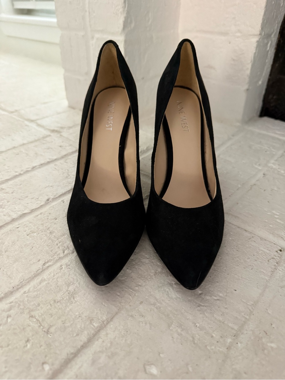 Nine West Black Suede Pointed Pumps